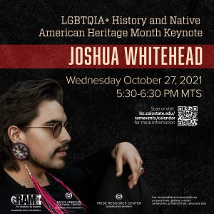 Poster for Joshua Whitehead, with same details listed in event